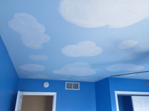 painted clouds on ceiling